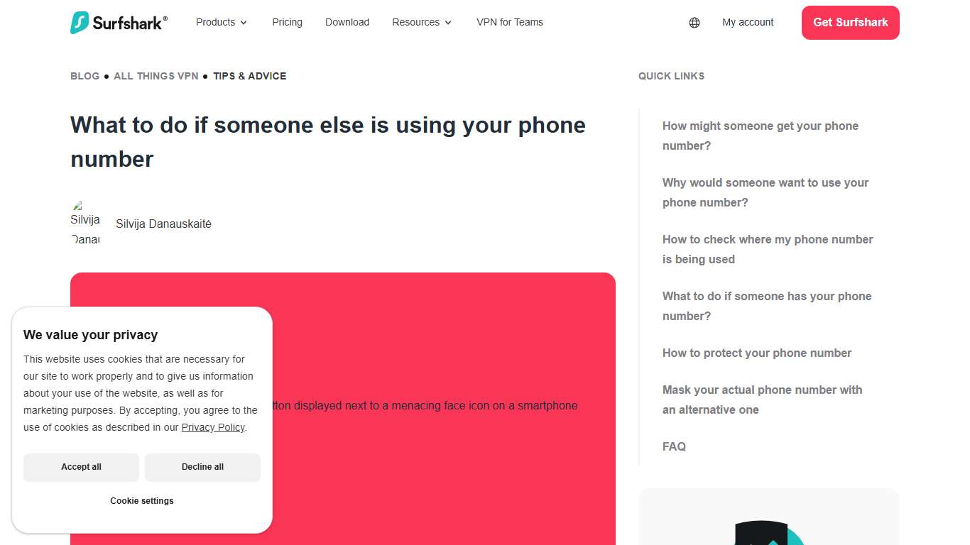 Signs that someone is using your phone number - Surfshark